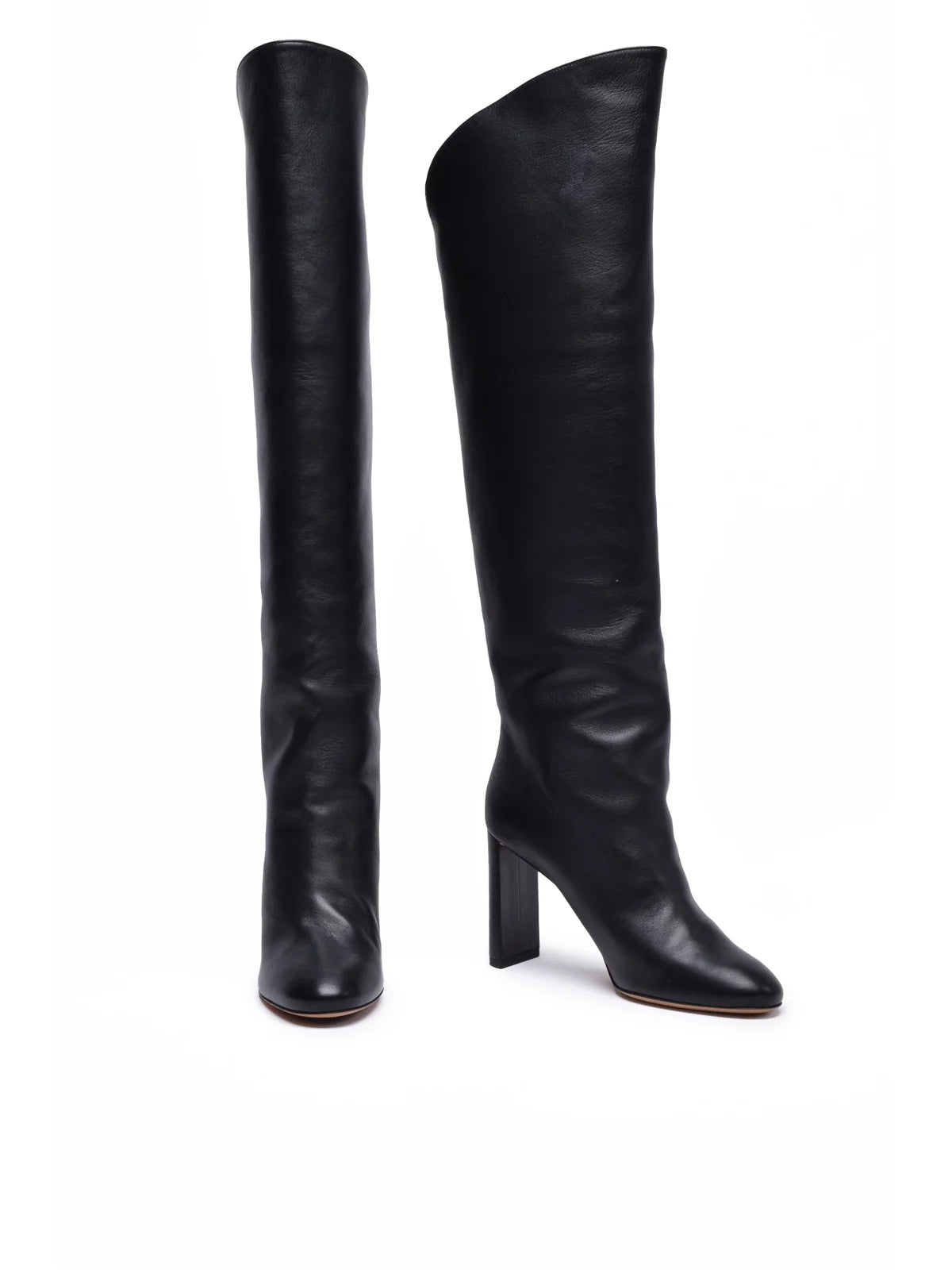 Black Leather Rubber Women's High Boot