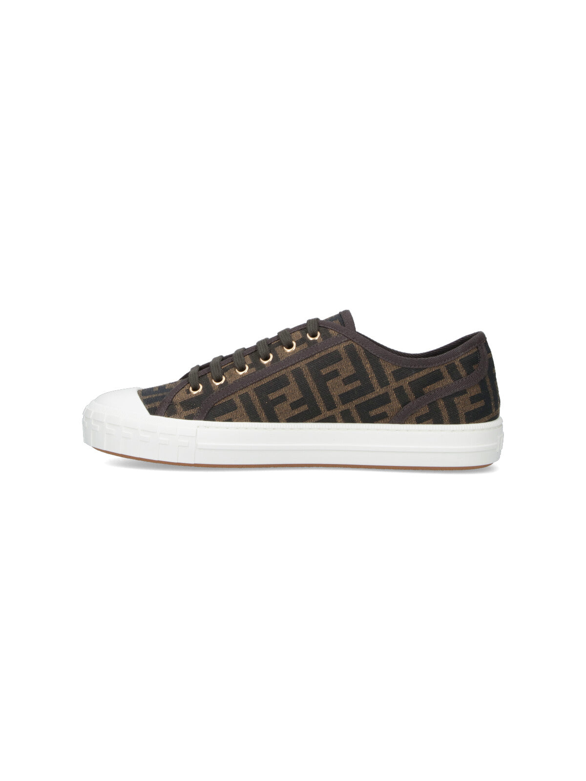 Brown FF Jacquard Low-Top Sneakers