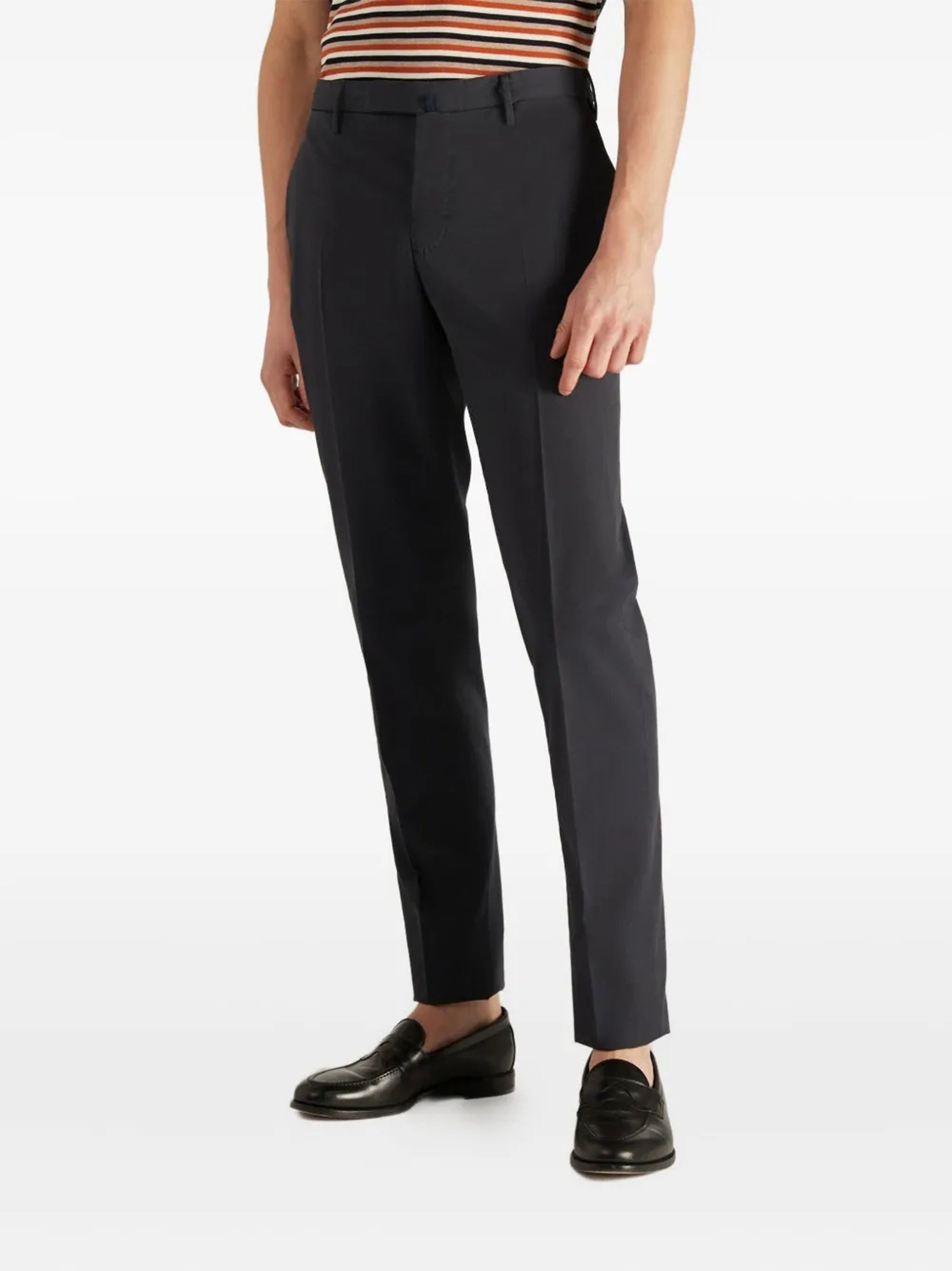 Neutral Slim Fit Tailored Cotton Pants