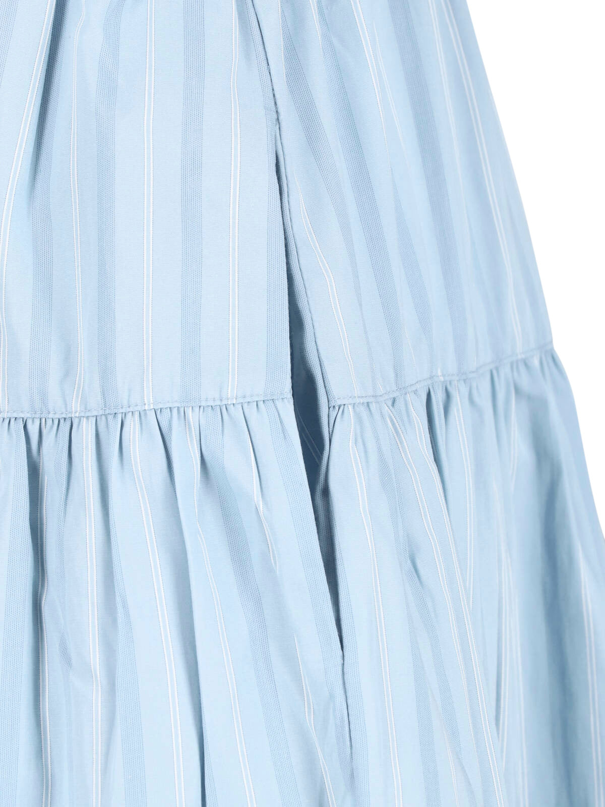 Blue Tiered Sleeveless Striped Dress