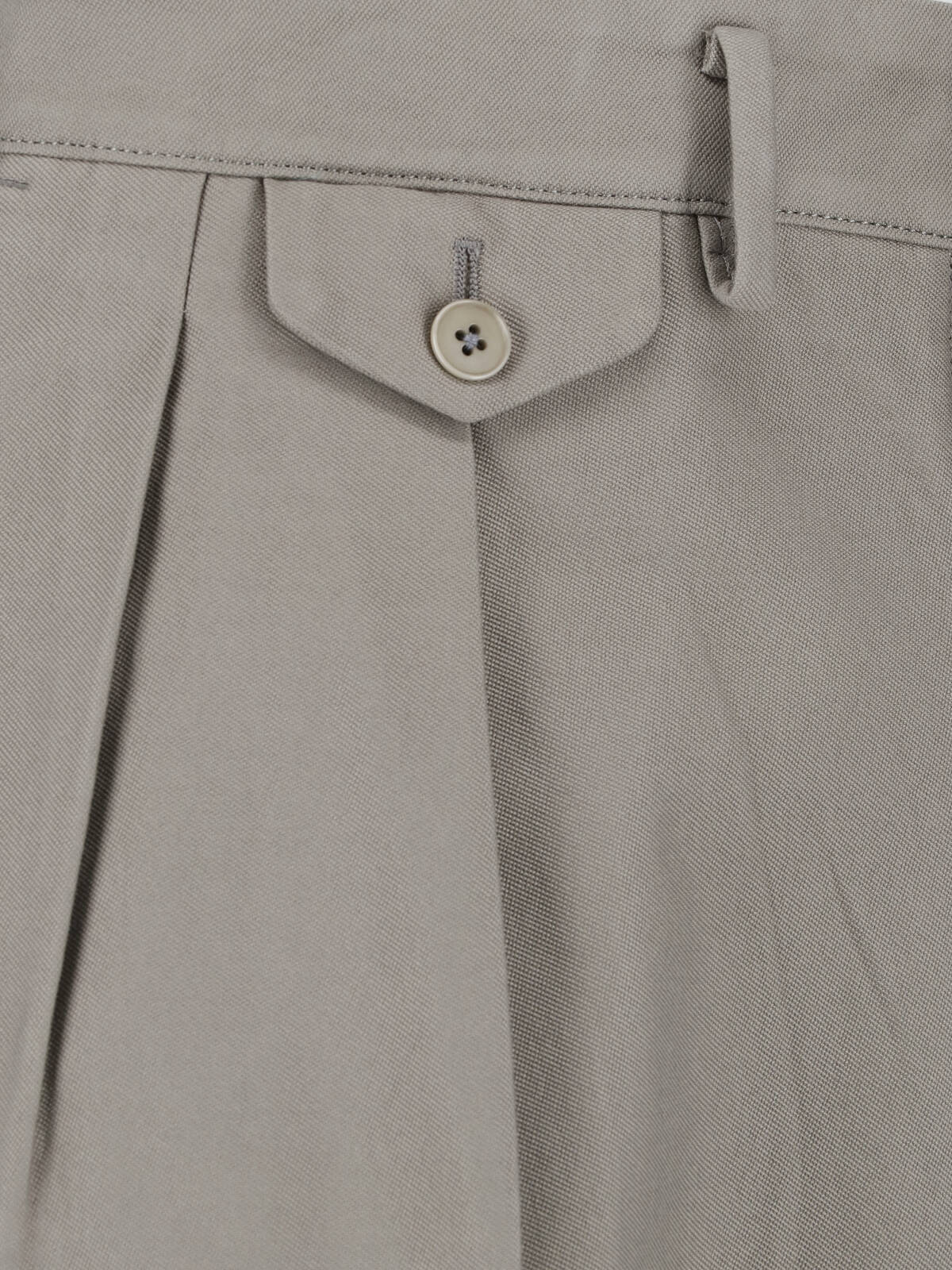 Grey Riviera Straight-Leg Pleated Trousers