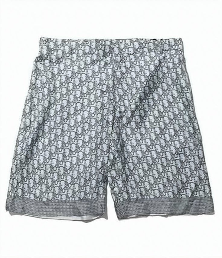 Monogram Pattern Silk Shorts with Tailored Fit