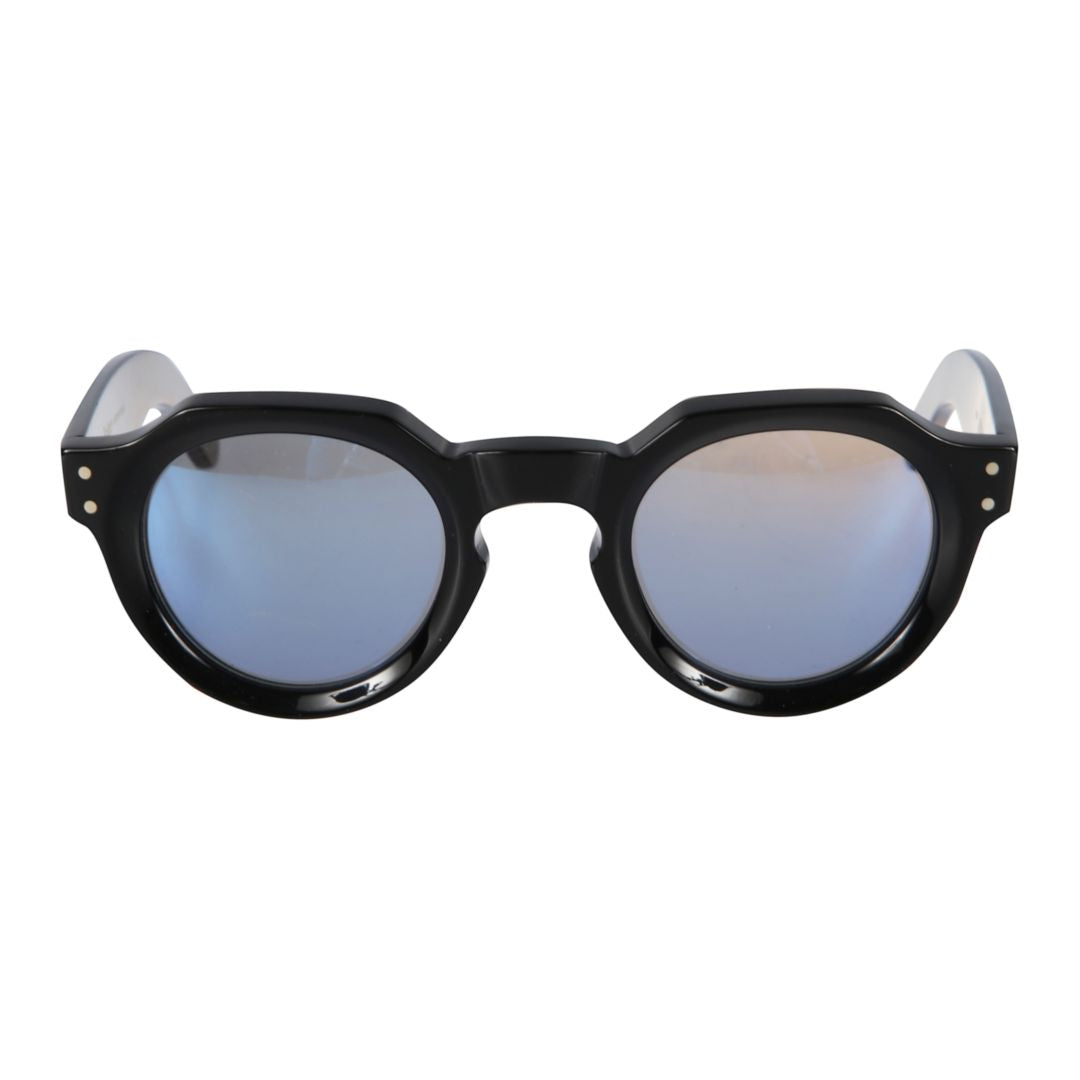 Spike Glossy Black Rounded Frame Sunglasses with Gradient Lenses