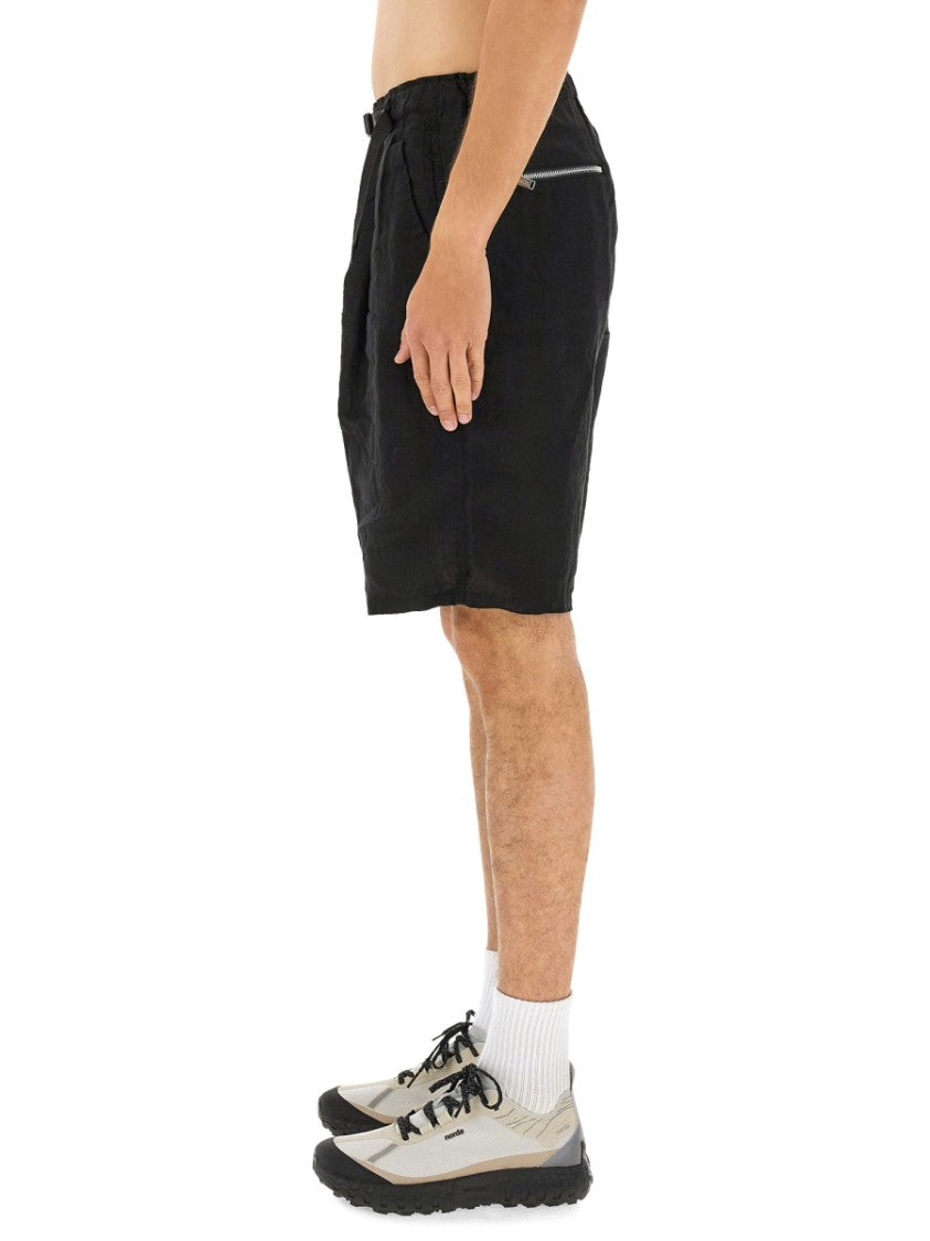 Relaxed Fit Black Linen Shorts