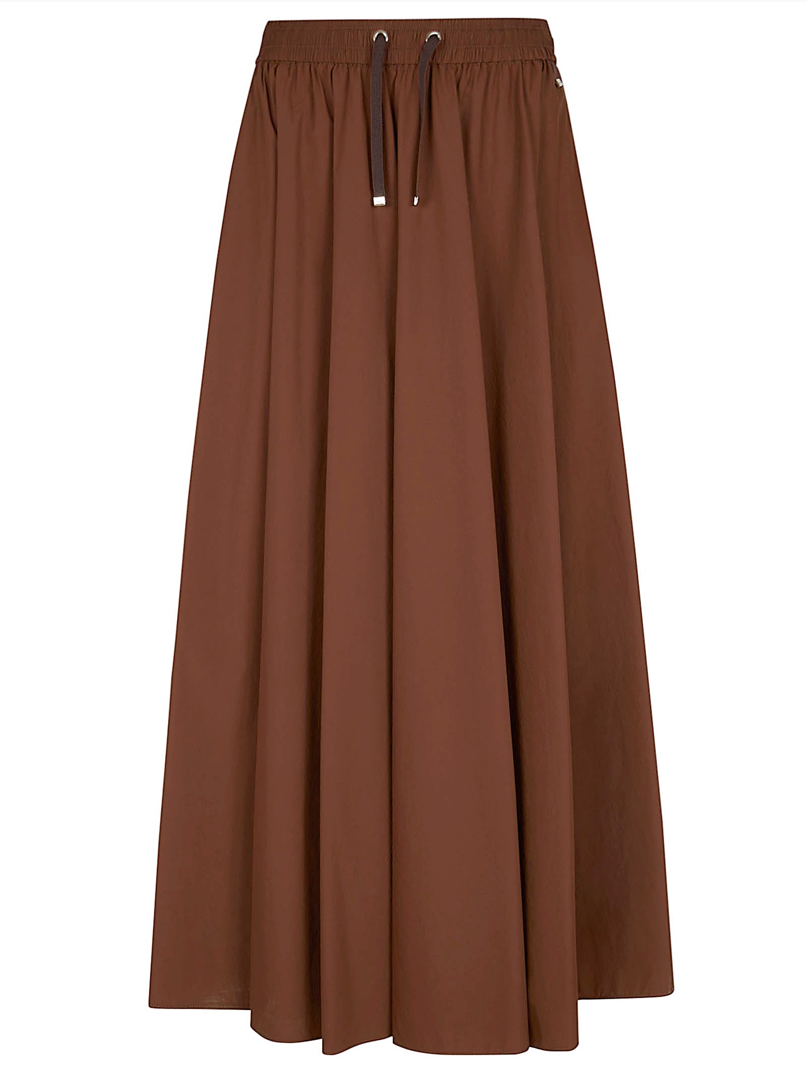 Loose-Fit Brown Stretch Nylon Skirt