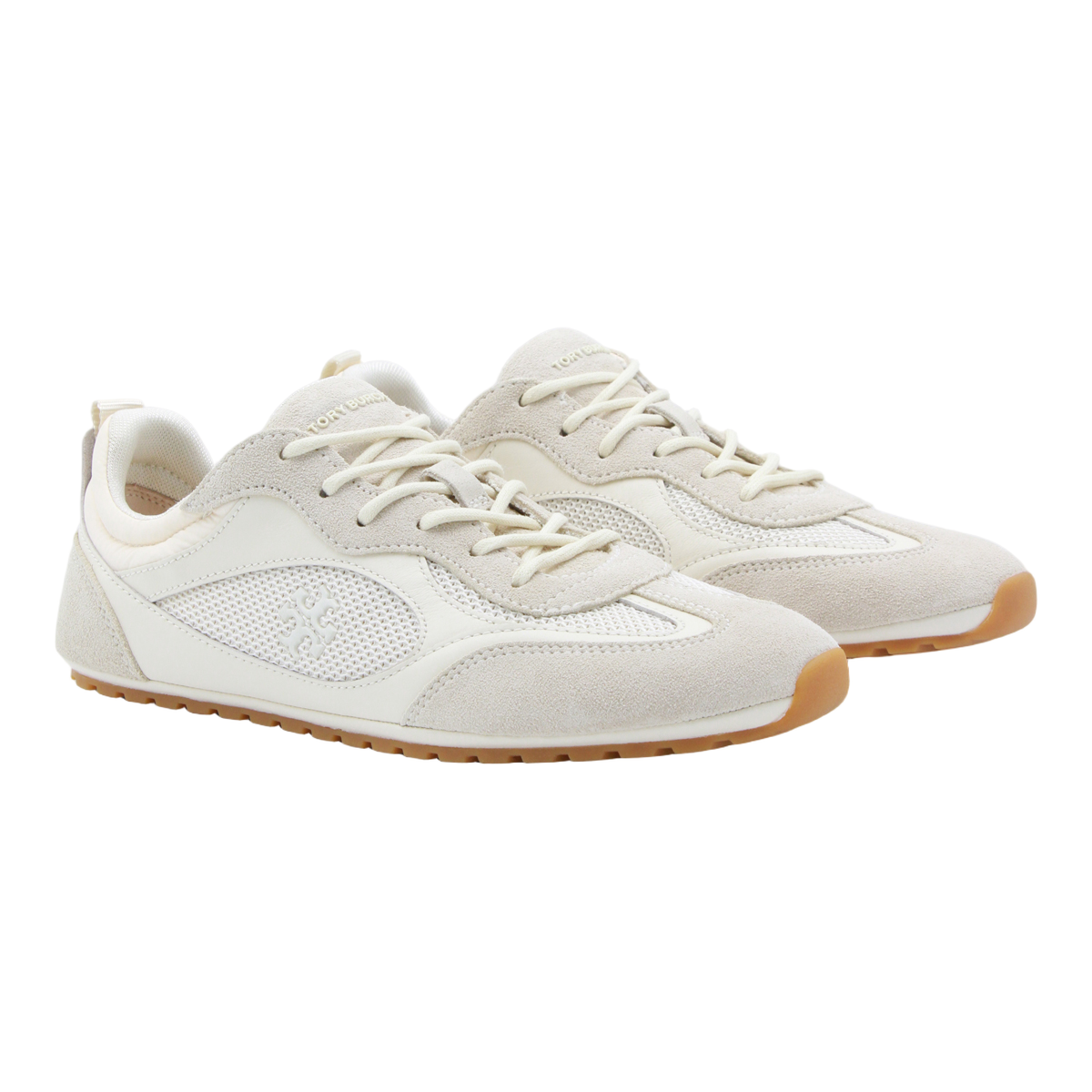 Low-Profile White Sneakers with Suede Overlays