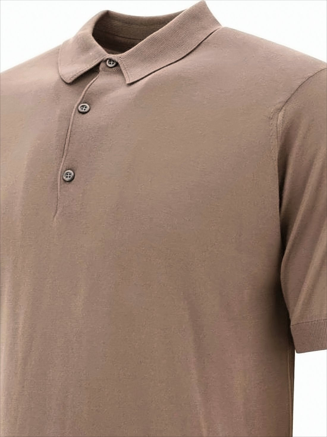 Classic Brown Polo Shirt With Smooth Knit And Ribbed Details