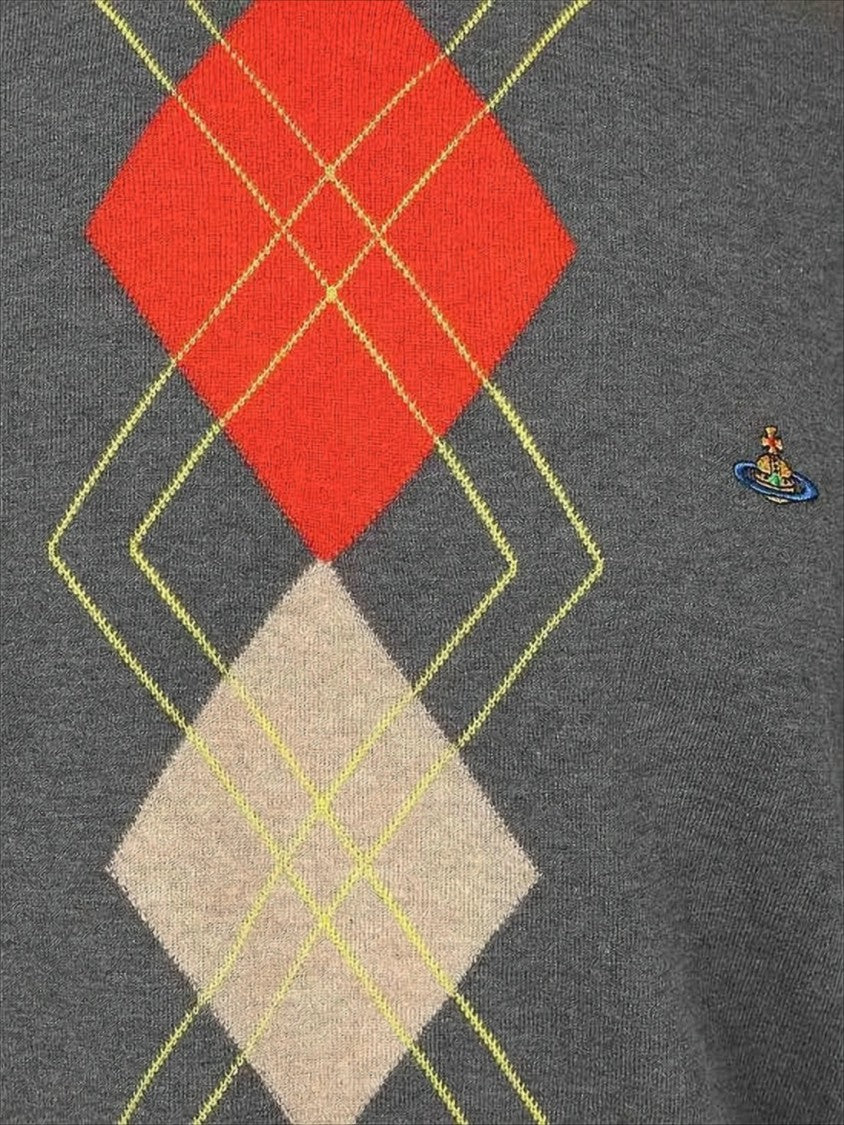 Argyle Pattern Knit Sweater