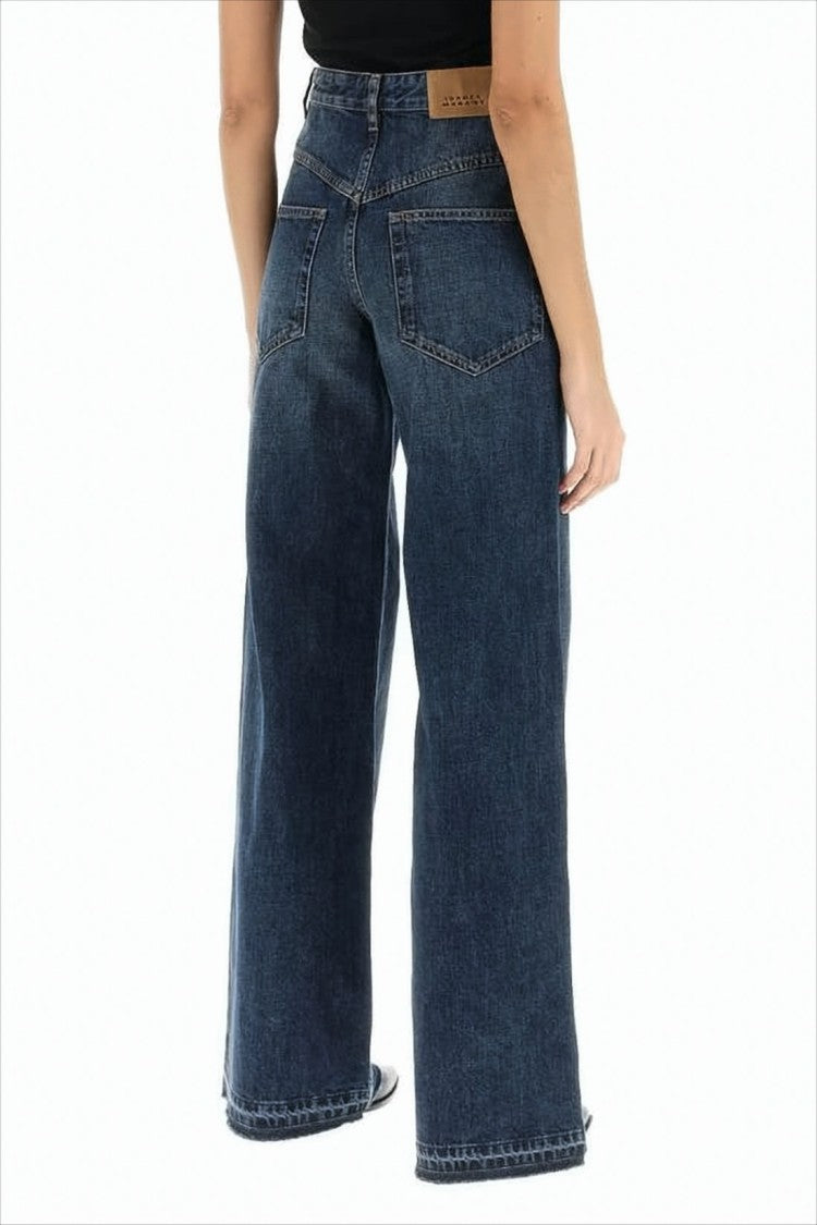 Wide-Leg Denim Pants with Vertical Seams