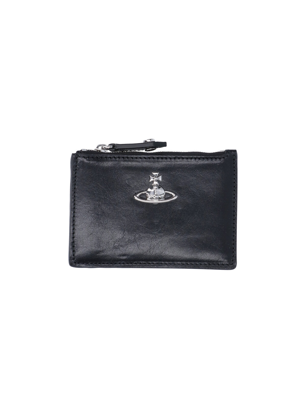 Black Slim Zip Calfskin Cardholder