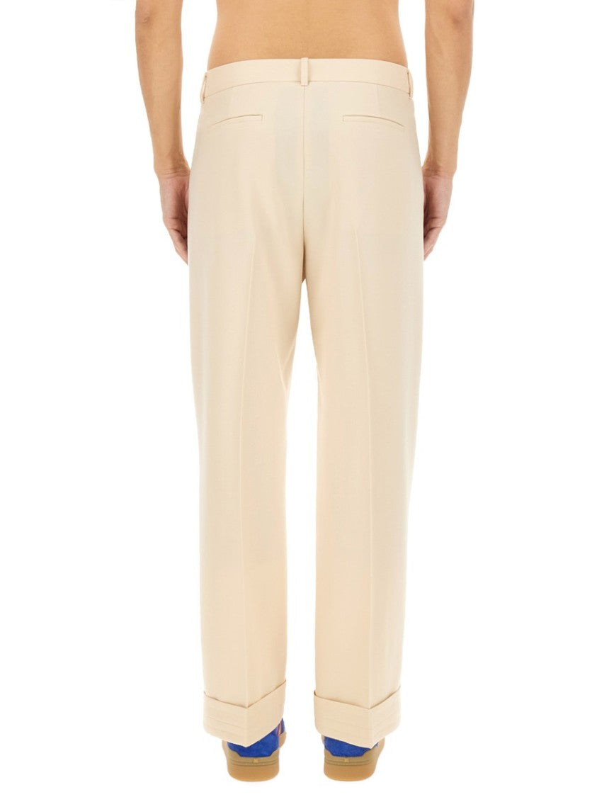 High-Waisted Wool Pants With Classic Pleat Design