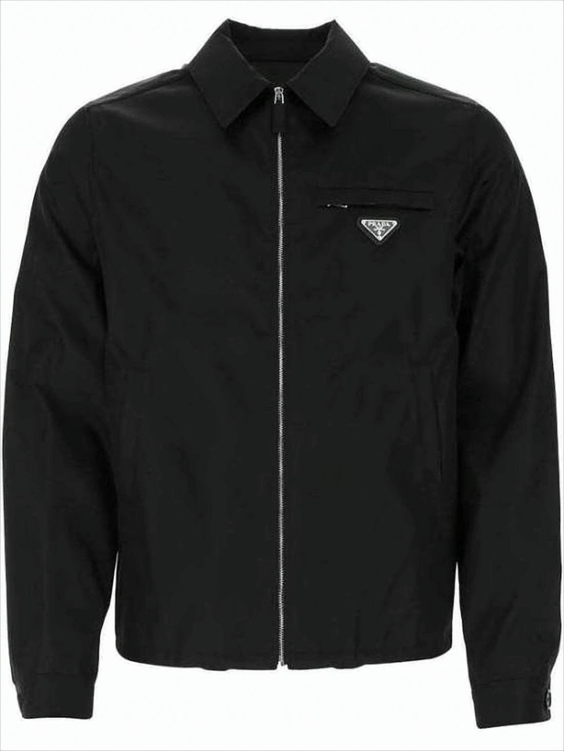 Cropped Black Nylon Bomber Jacket