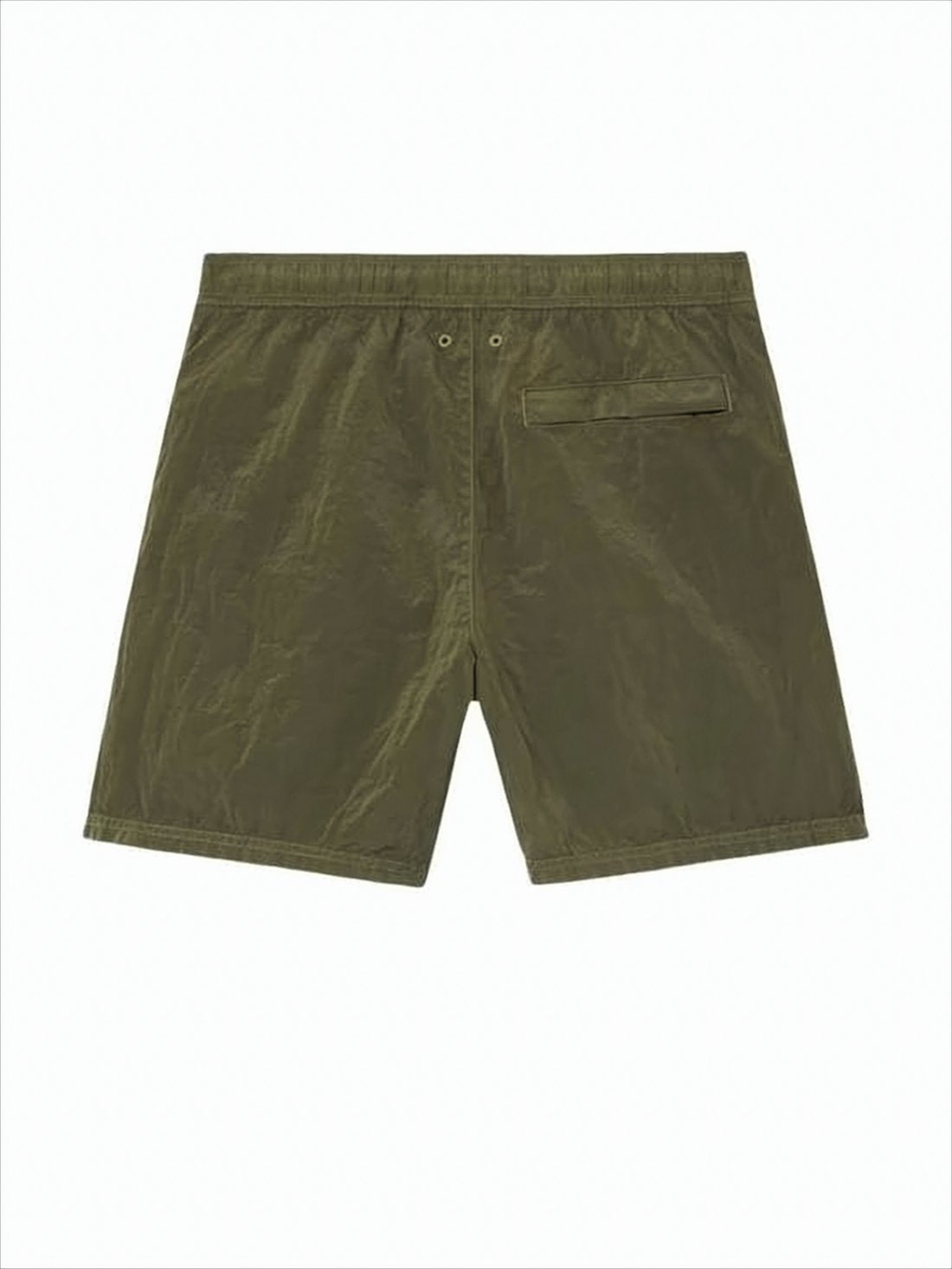 Green Polyamide Shorts with Crinkled Texture