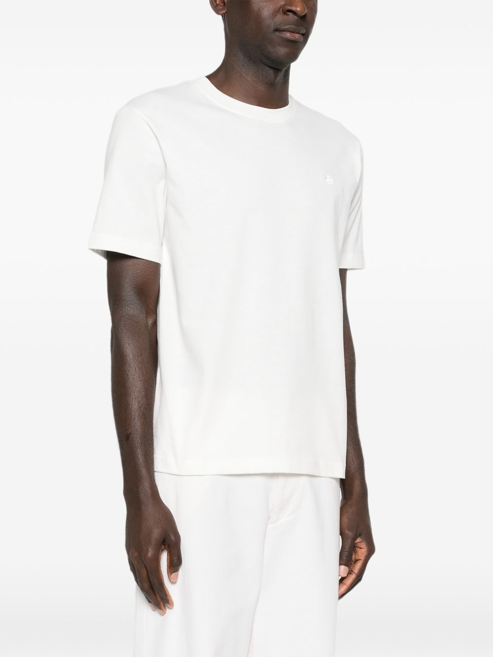 Ribbed Crewneck T-Shirt With Tone-On-Tone Logo