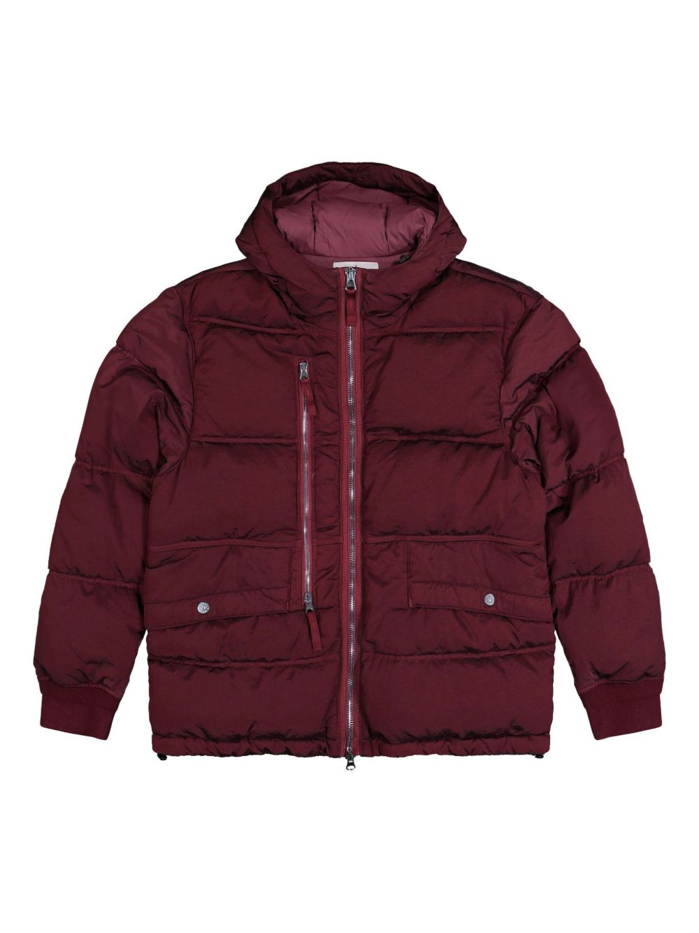Iridescent Burgundy Padded Hooded Parka