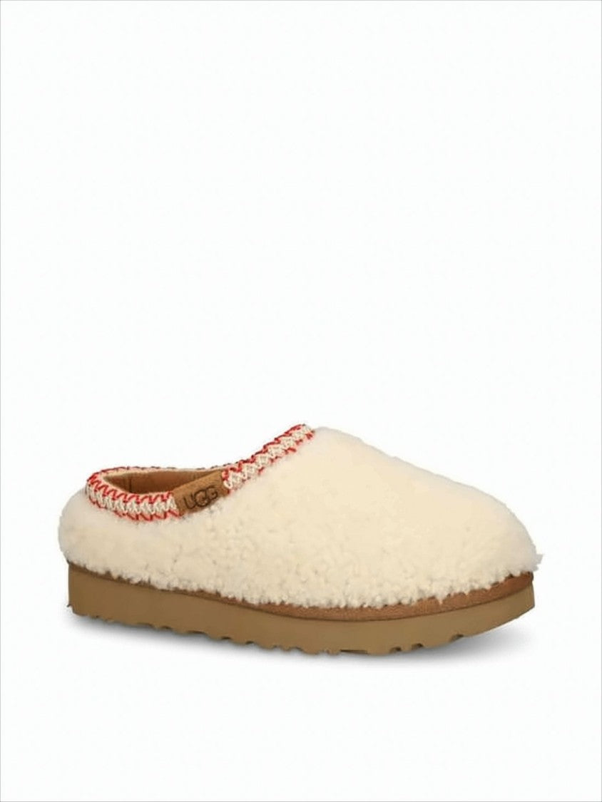 Textured Wool Blend Slip-On Mule with Zigzag Stitch