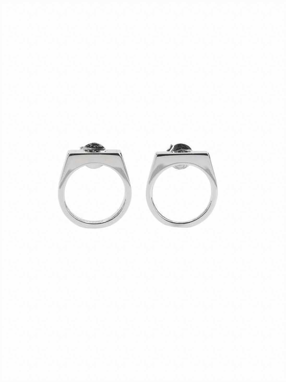 Geometric Silver-Tone Brass Earrings with Polished Finish