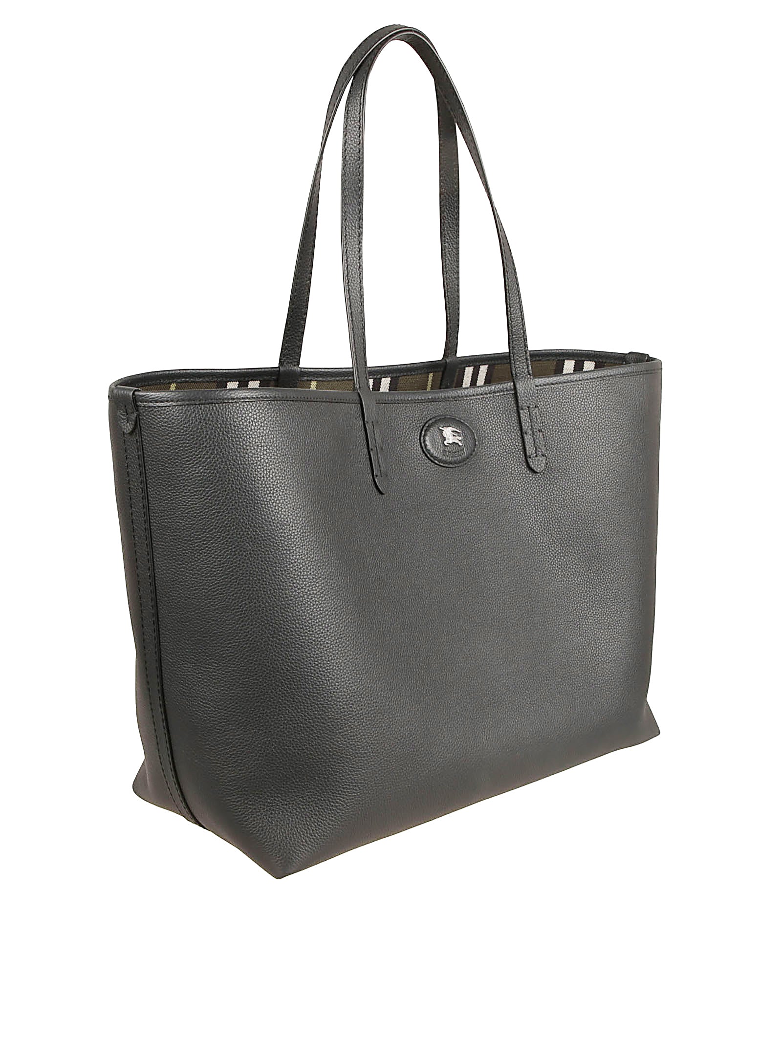 Rectangular Tote Bag in Textured Calf Grain Leather