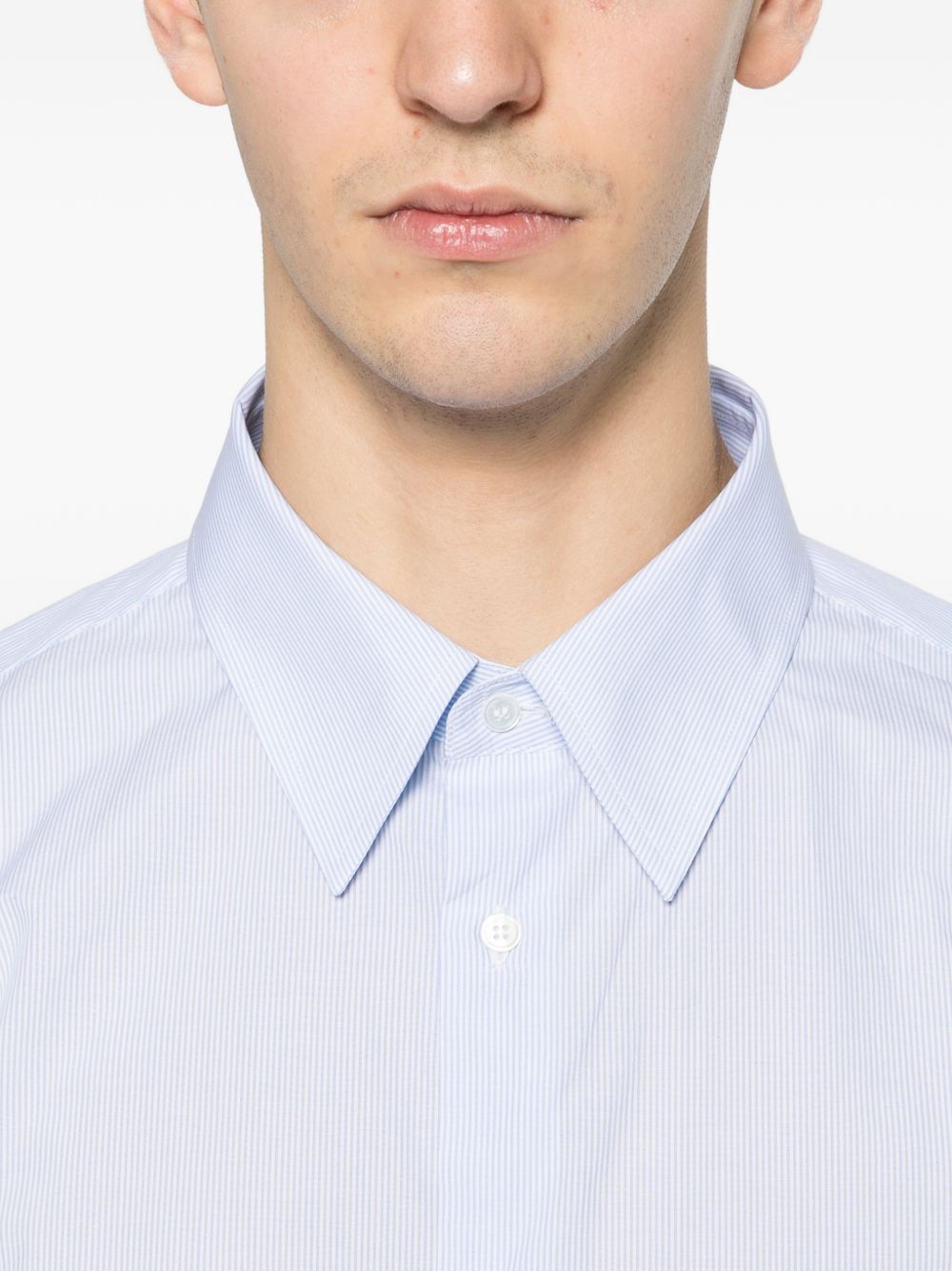 Light Blue Pinstripe Shirt With Button-Down Collar