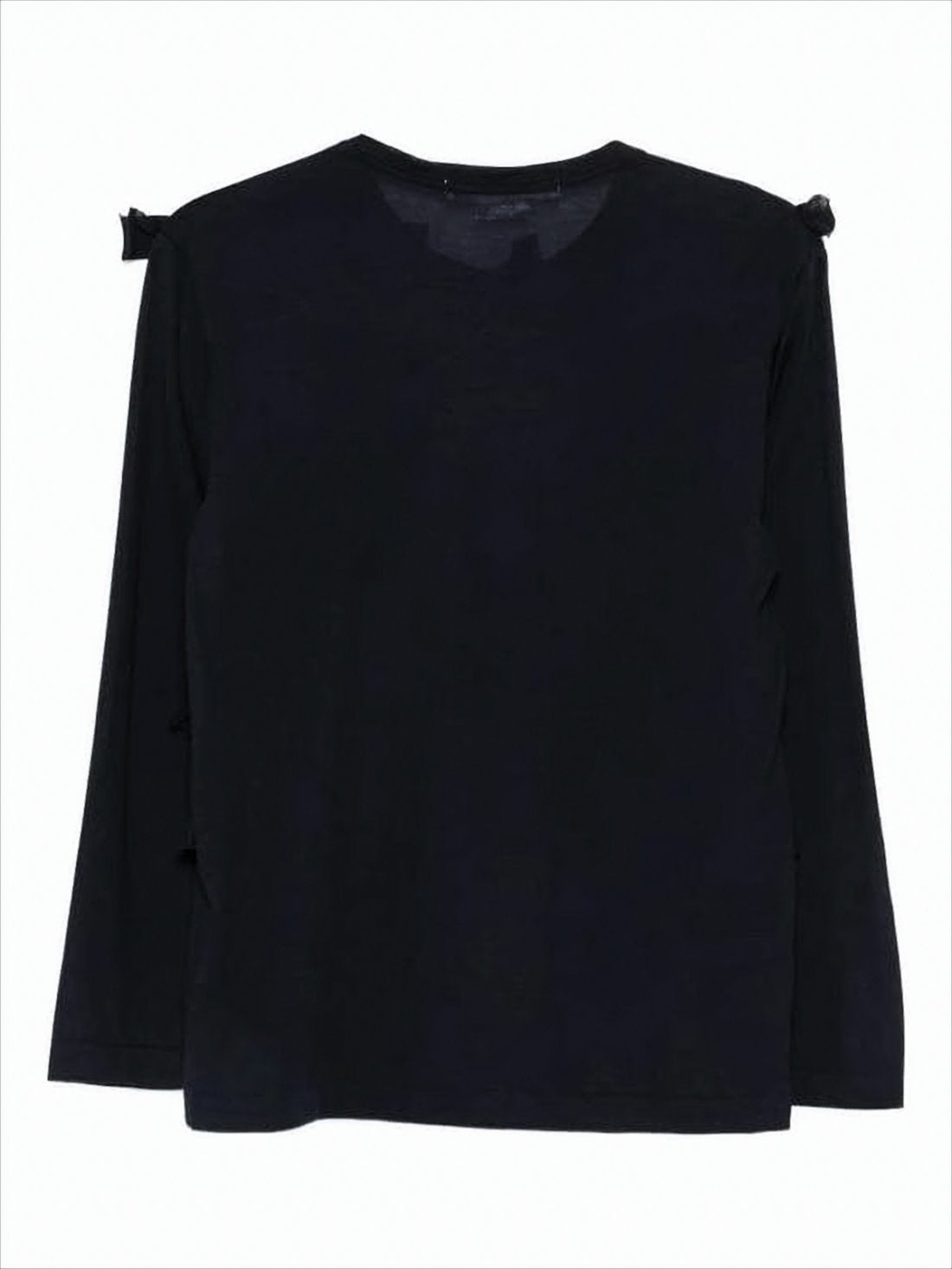 Wool Jersey Top With Horizontal Fabric Bows And Relaxed Fit