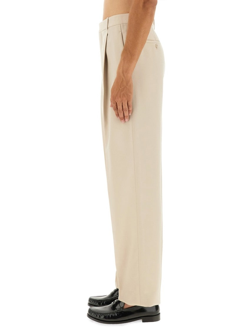 High-Waisted Straight-Leg Wool Pants