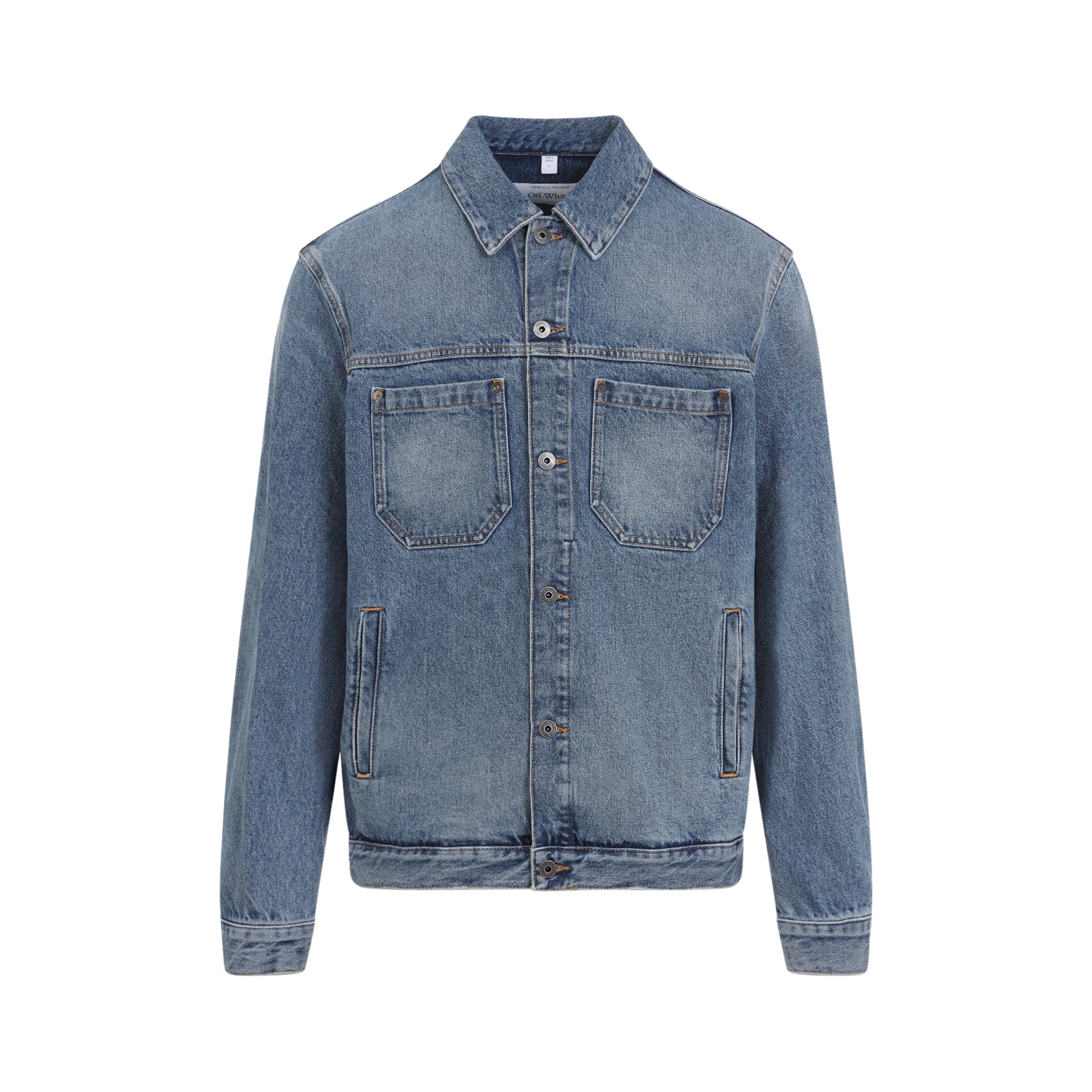Denim Jacket With Faded Blue Wash