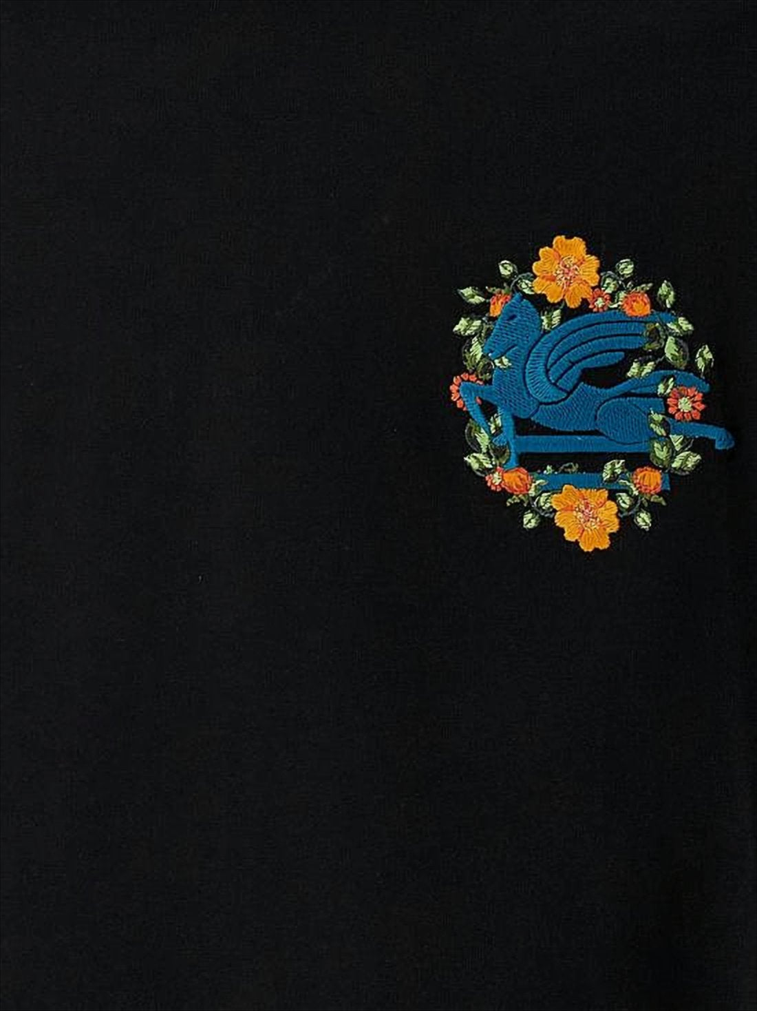 Embroidered Black Cropped T-Shirt