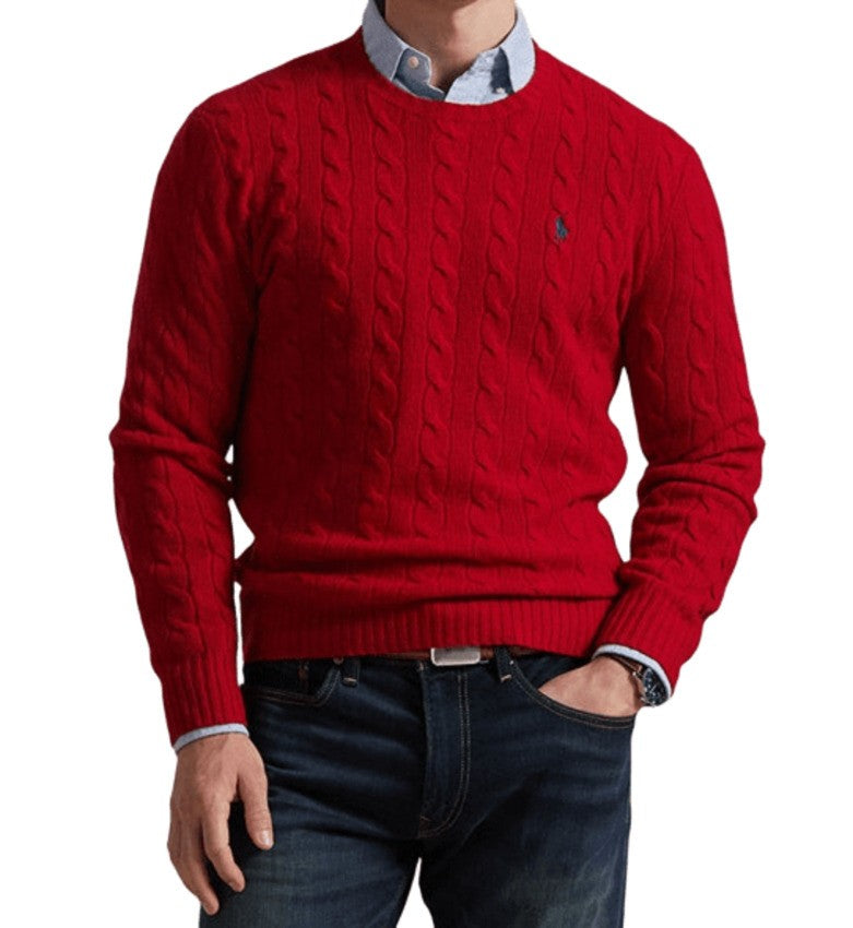 Cable-Knit Red Sweater