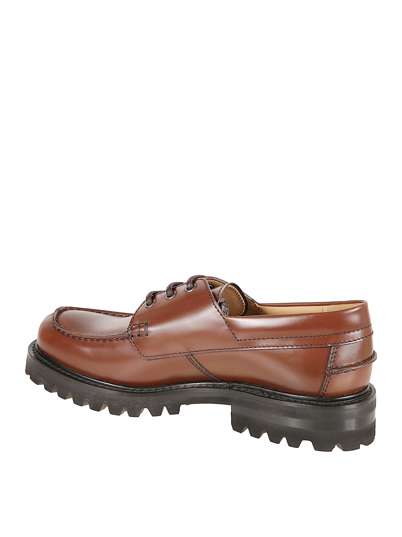 Polished Leather Moc Toe Flat Shoes