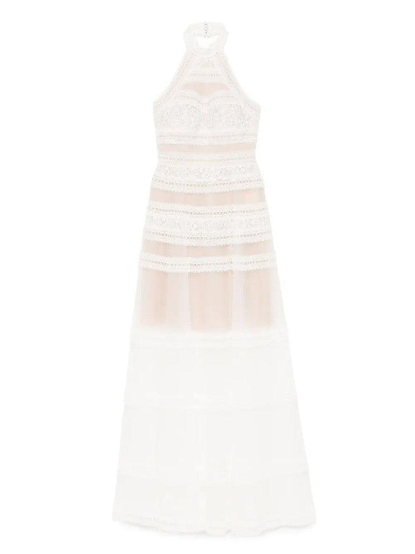 Lace Striped Long Dress
