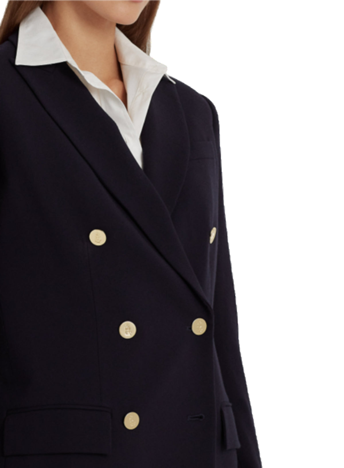 Double-Breasted Tailored Blazer with Gold-Tone Buttons