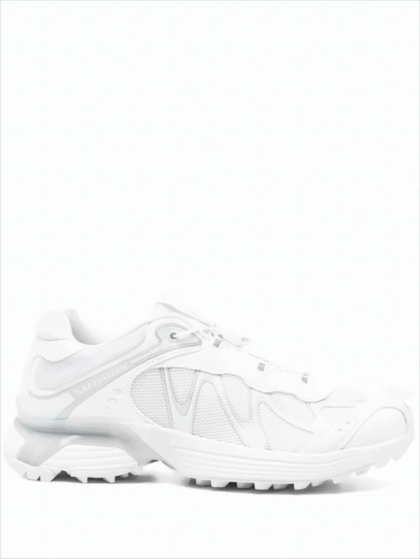 White Textile Sneakers with Rugged Sole