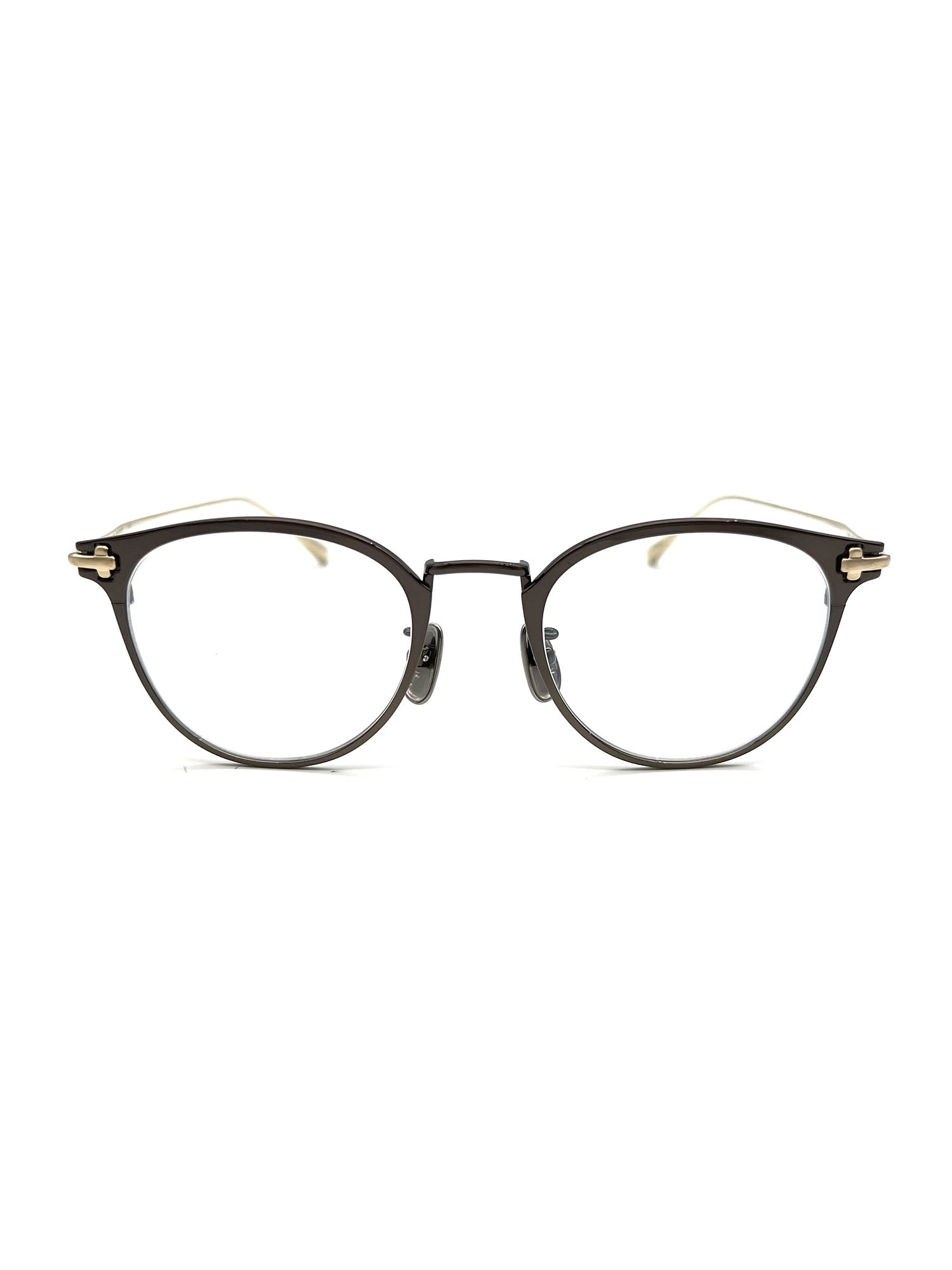 Sleek Grey Metal Optical Frames with Refined Detailing