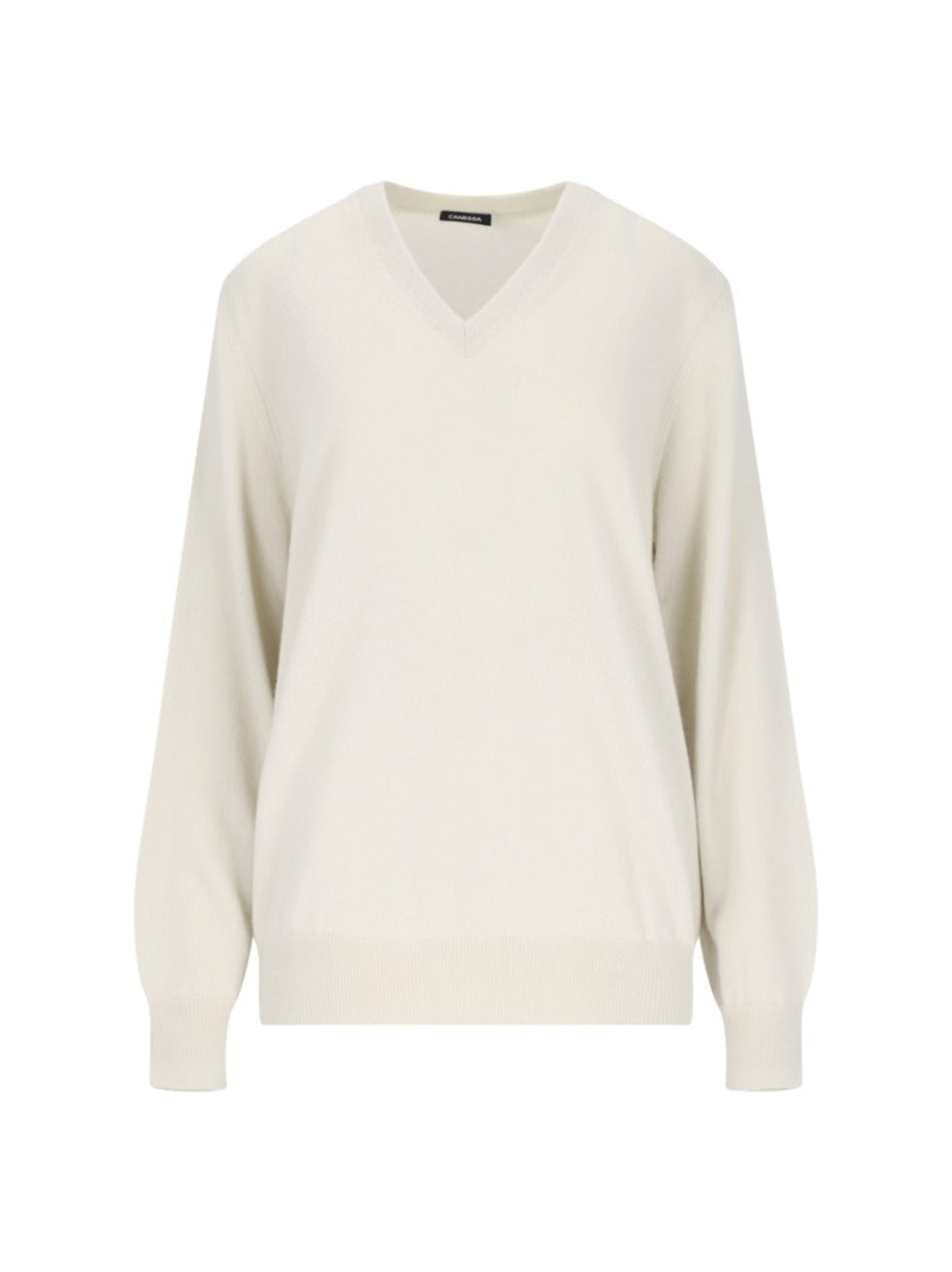 V-Neck Sweater In Cream Cashmere
