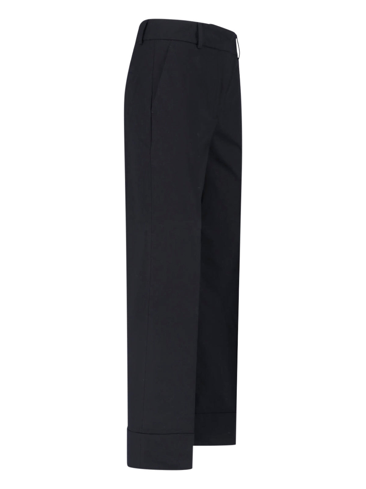 Black Tailored Straight-Leg Stretch Trousers