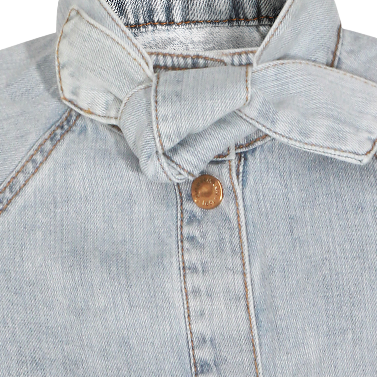 Light-Wash Denim Shirt with Knotted Detail