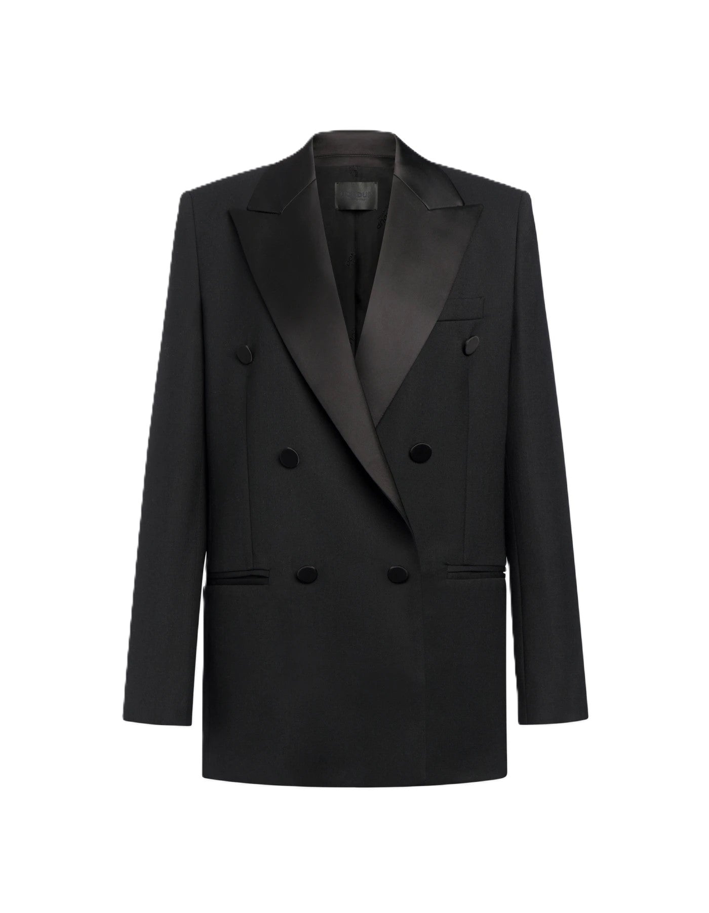 Black Double-Breasted Blazer with Satin Peak Lapel
