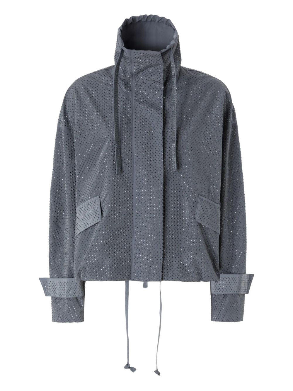Cropped Jacket-Style Shirt With Adjustable High Collar