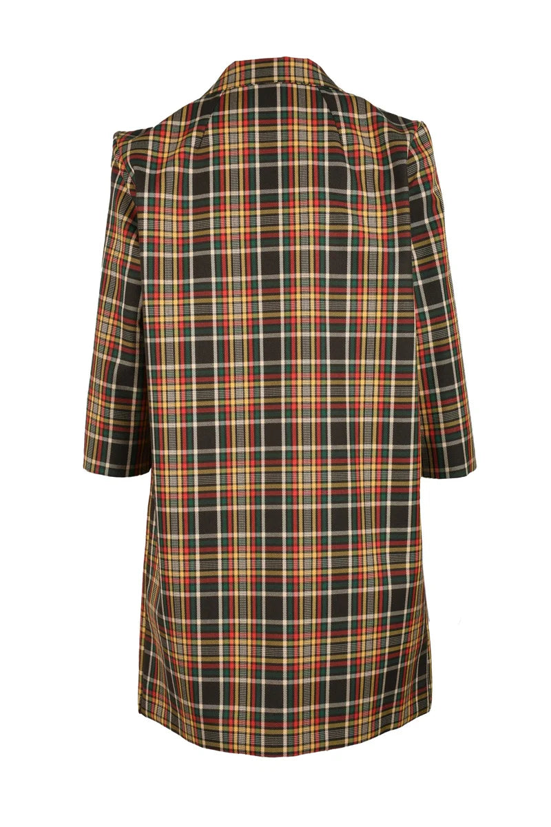 Plaid Patterned Short Cotton Coat