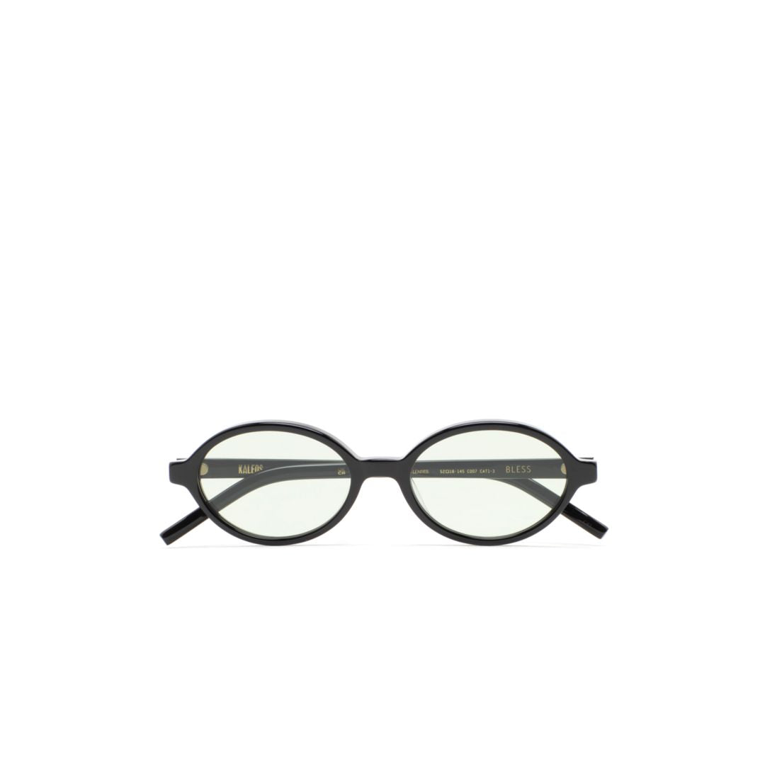 Bless Oval-Frame Black Sunglasses with Tinted Lenses