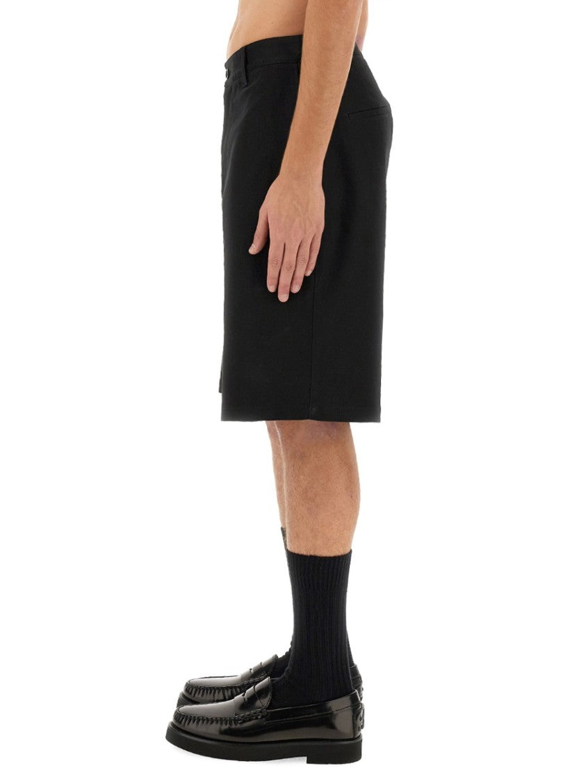 Knee-Length Black Bermuda Shorts