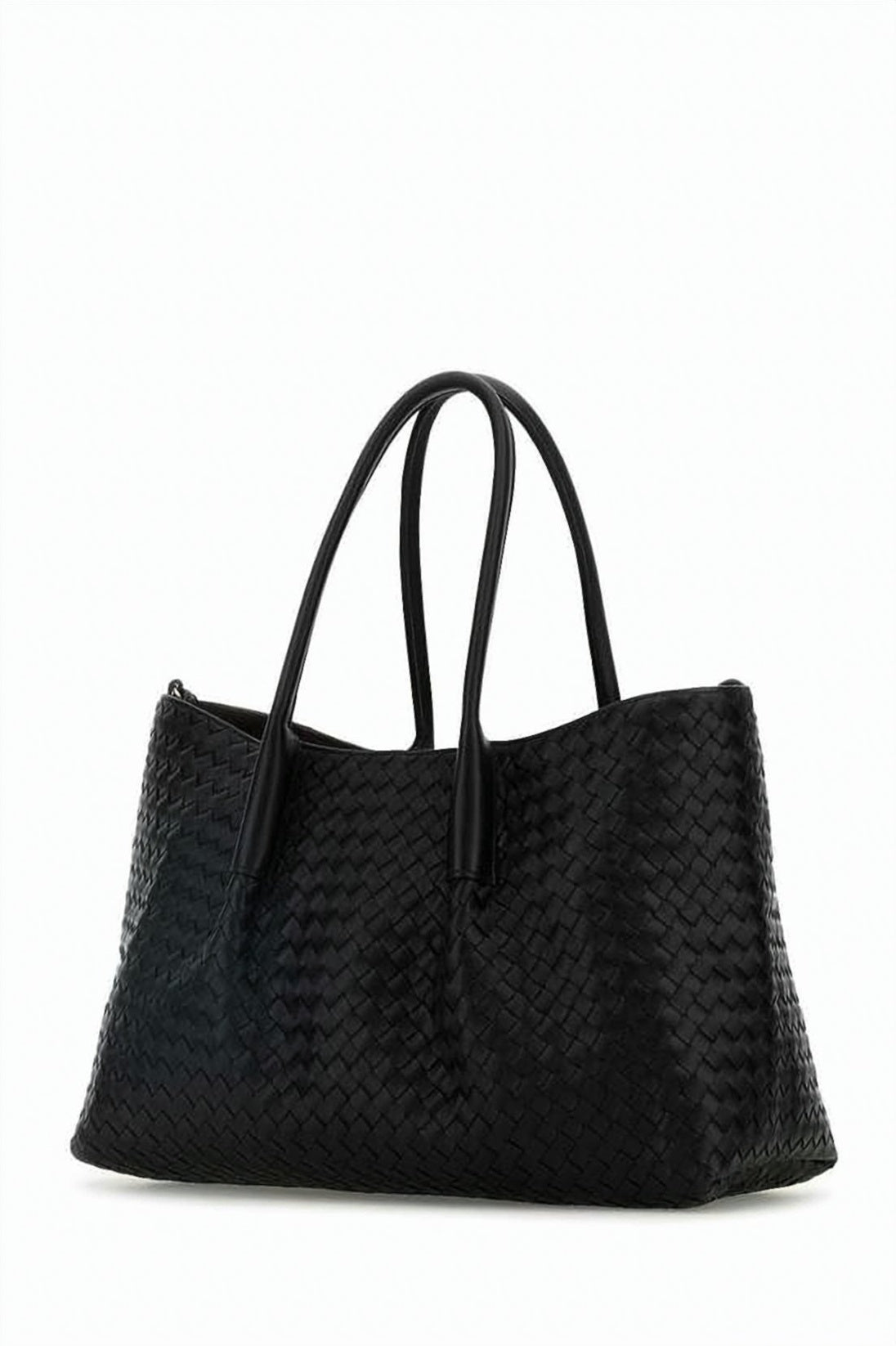 Large Woven Calf Leather Shoulder Bag with Suede Lining