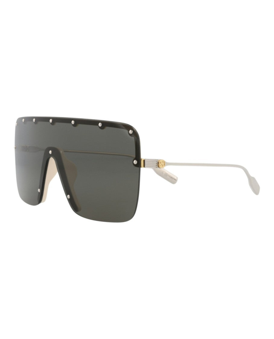 Shield-Frame Metal Sunglasses