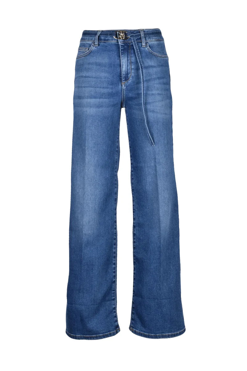 Blue Bottom Up Flare Cotton Jeans