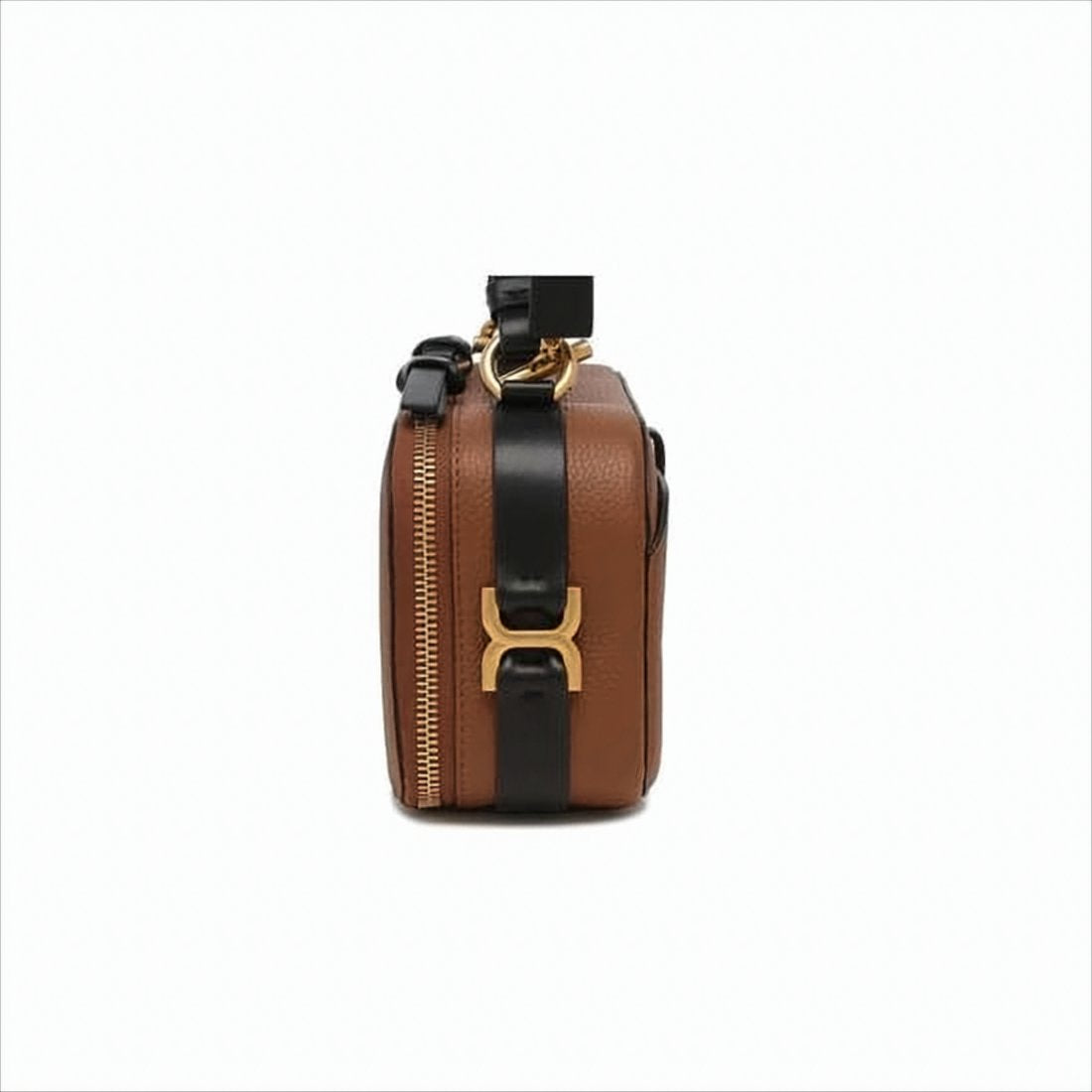 Structured Brown Calf Leather Crossbody Bag