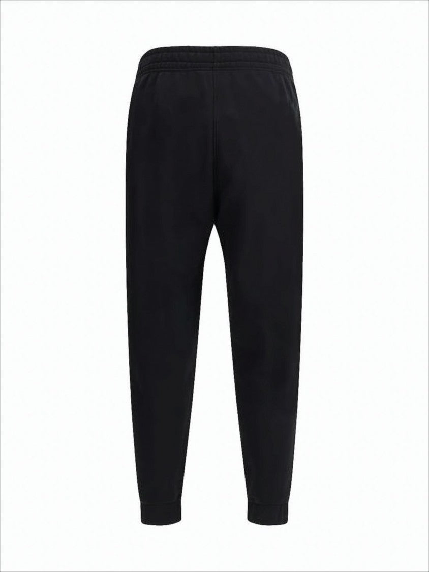 Black Cotton Jogger Pants With Embroidered Detail