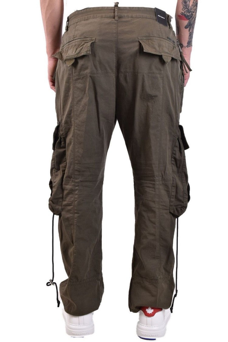 Green Cotton Blend Cargo Pants