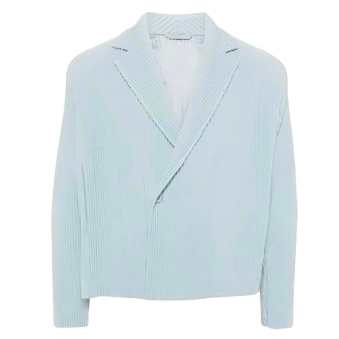 Pleated Lightweight Jacket With Notched Lapel And Cropped Hem