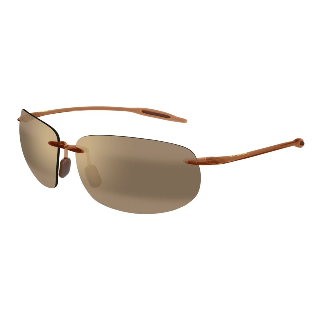 Breakwall Rimless Sunglasses with Rectangular Brown-Tinted Lenses