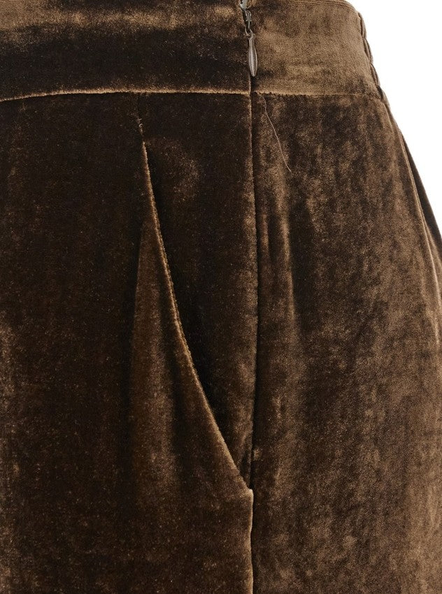 Velvet Blend Palazzo Pants With Elastic Waist